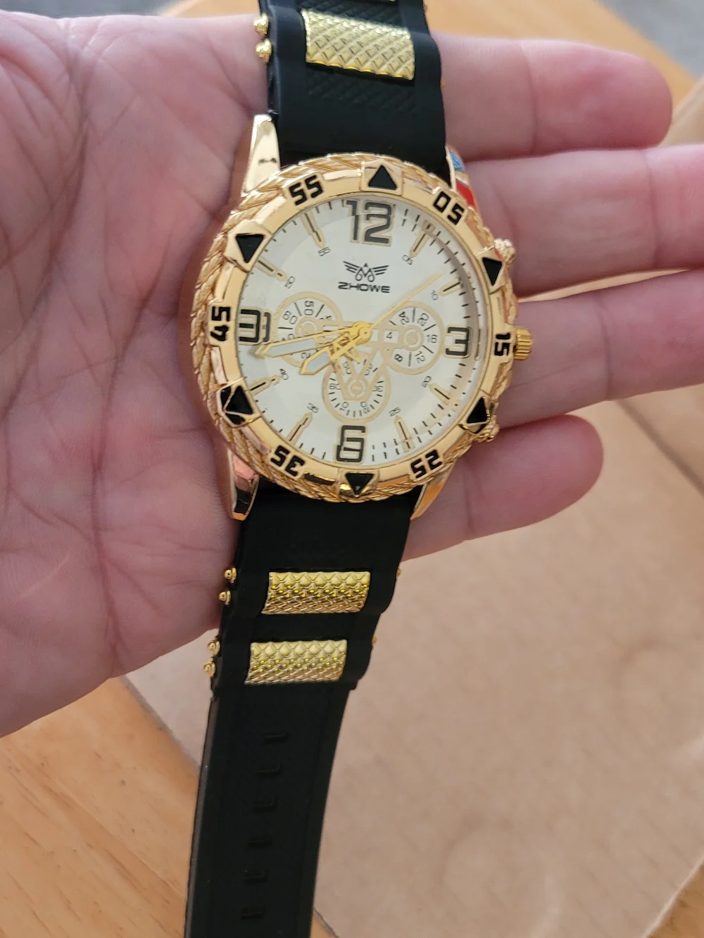 Howe Gold-Tone Chronograph Men's Watch with Black Strap